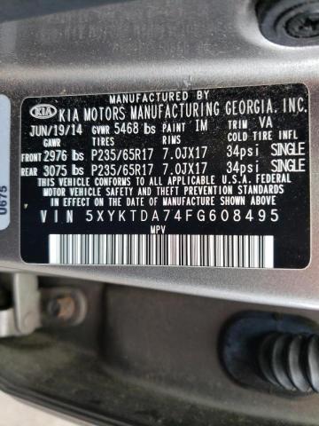 Photo 10 from auction – 2015 KIA SORENTO LX with VIN 5XYKTDA74FG608495