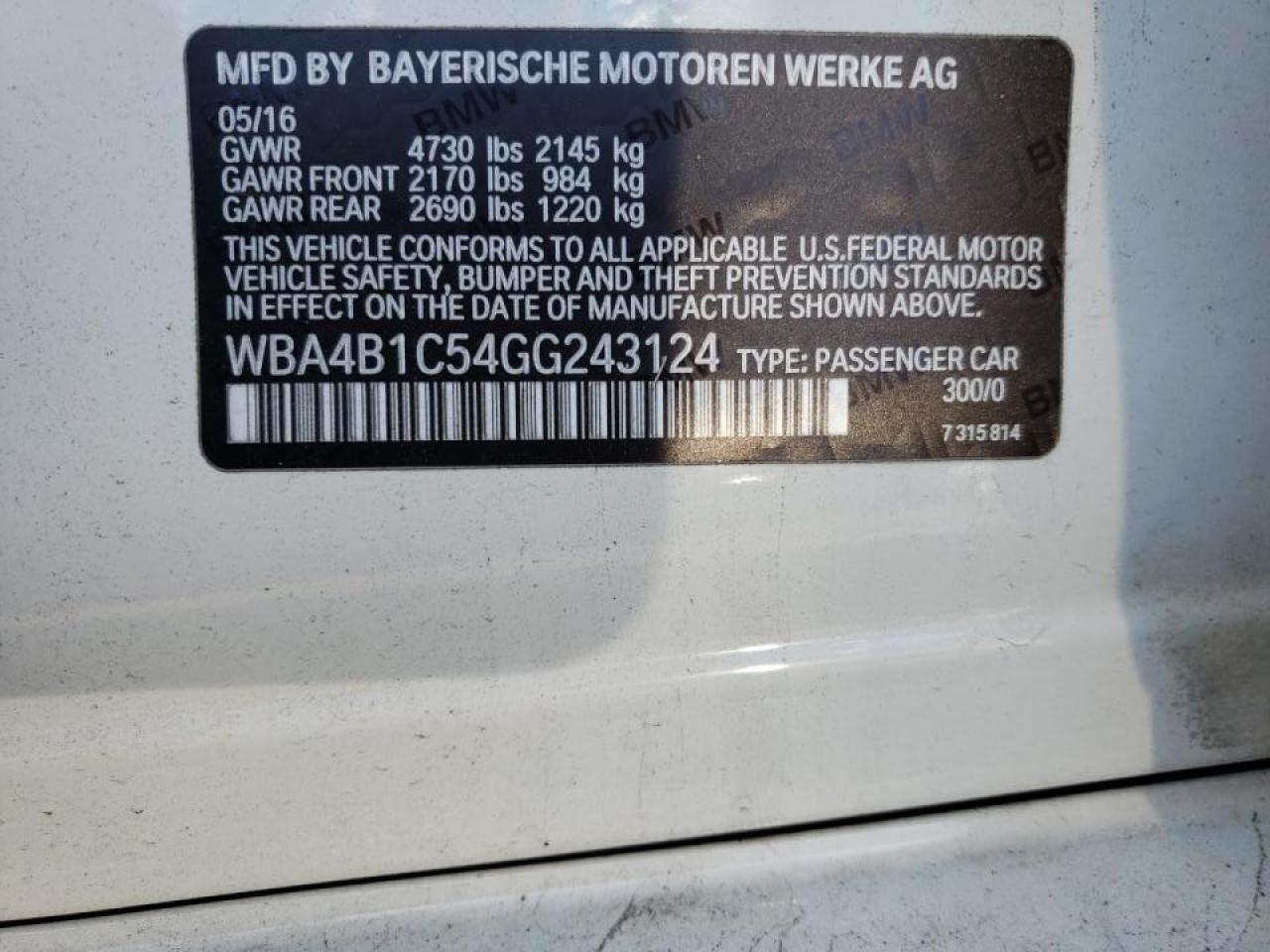 Photo 10 from auction – 2016 BMW 435 I GRAN with VIN WBA4B1C54GG243124