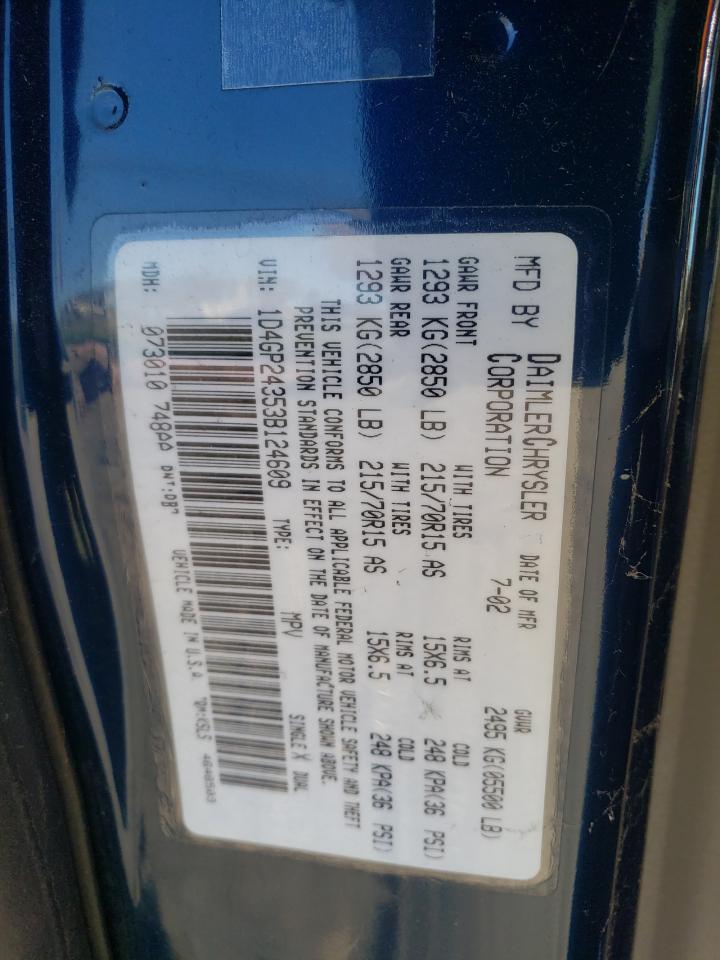 Photo 10 from auction – 2003 DODGE GRAND CARA with VIN 1D4GP24353B124609