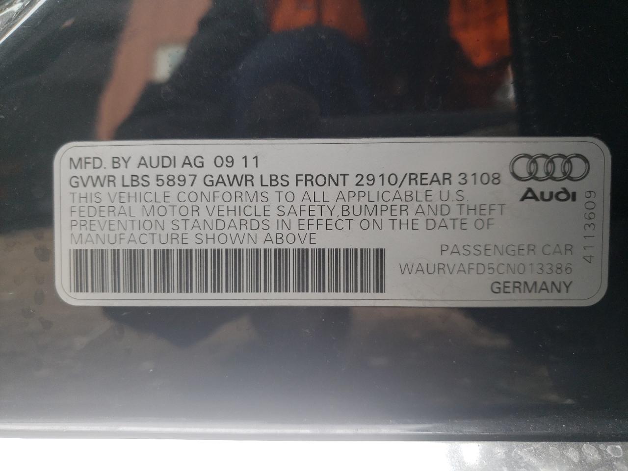Photo 10 from auction – 2012 AUDI A8 L QUATT with VIN WAURVAFD5CN013386