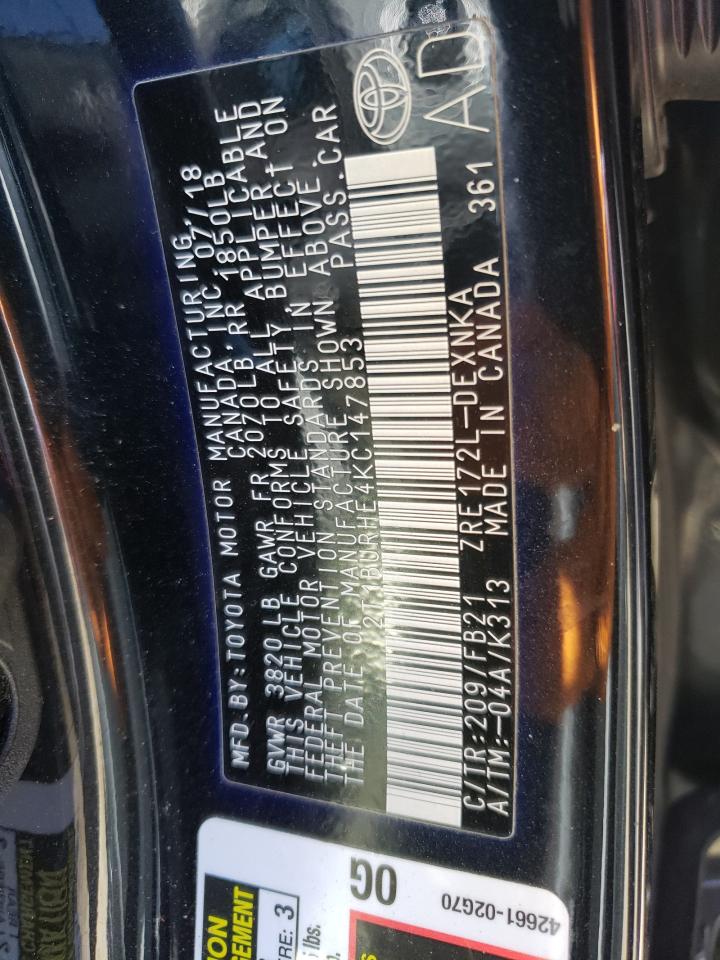 Photo 10 from auction – 2019 TOYOTA COROLLA L with VIN 2T1BURHE4KC147853