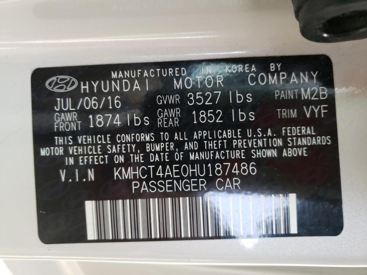 Photo 10 from auction – 2017 HYUNDAI ACCENT SE with VIN KMHCT4AE0HU187486