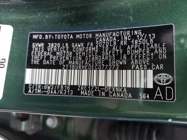 Photo 10 from auction – 2014 TOYOTA COROLLA L with VIN 2T1BURHE0EC077272