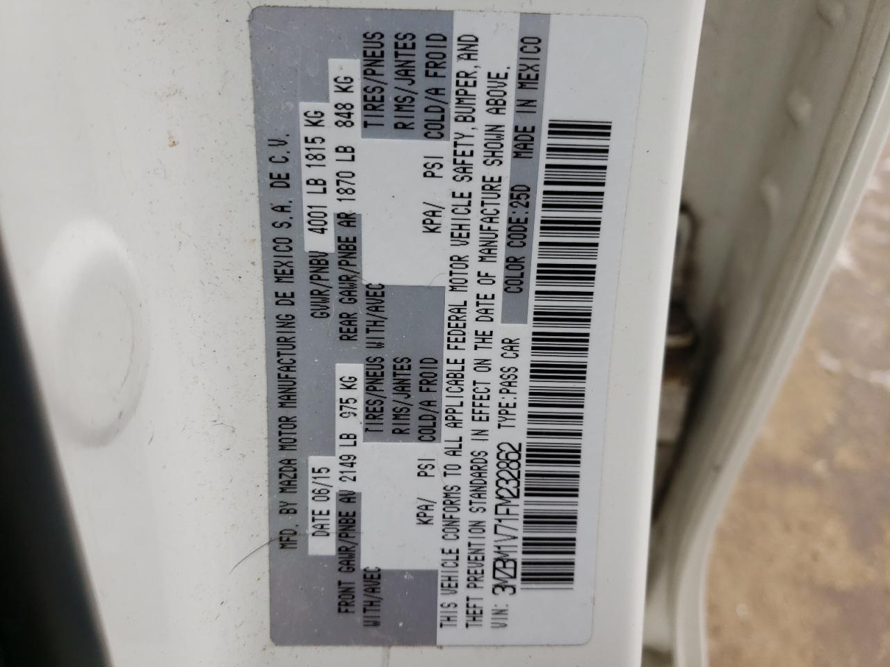 Photo 10 from auction – 2015 MAZDA 3 TOURING with VIN 3MZBM1V71FM232862