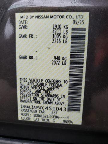 Photo 10 from auction – 2015 NISSAN ALTIMA 2.5 with VIN 1N4AL3AP5FC451043