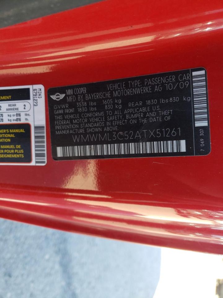 Photo 10 from auction – 2010 MINI COOPER CLU with VIN WMWML3C52ATX51261