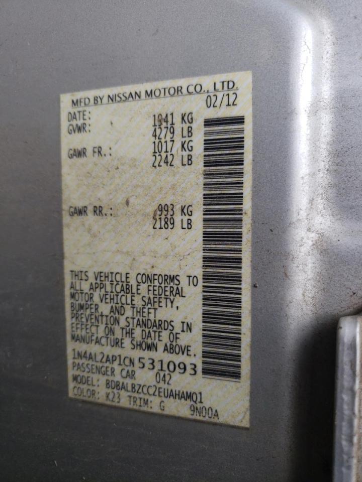 Photo 10 from auction – 2012 NISSAN ALTIMA BAS with VIN 1N4AL2AP1CN531093