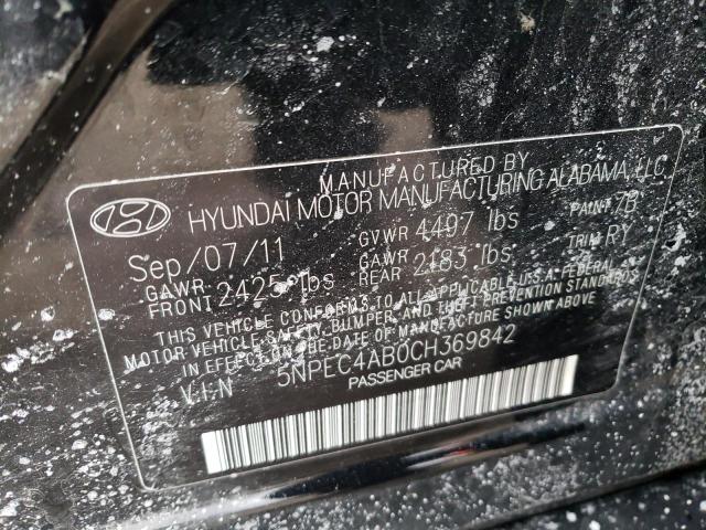 صورة رقم 10 من المزاد - 2012 HYUNDAI SONATA SE مع VIN 5NPEC4AB0CH369842