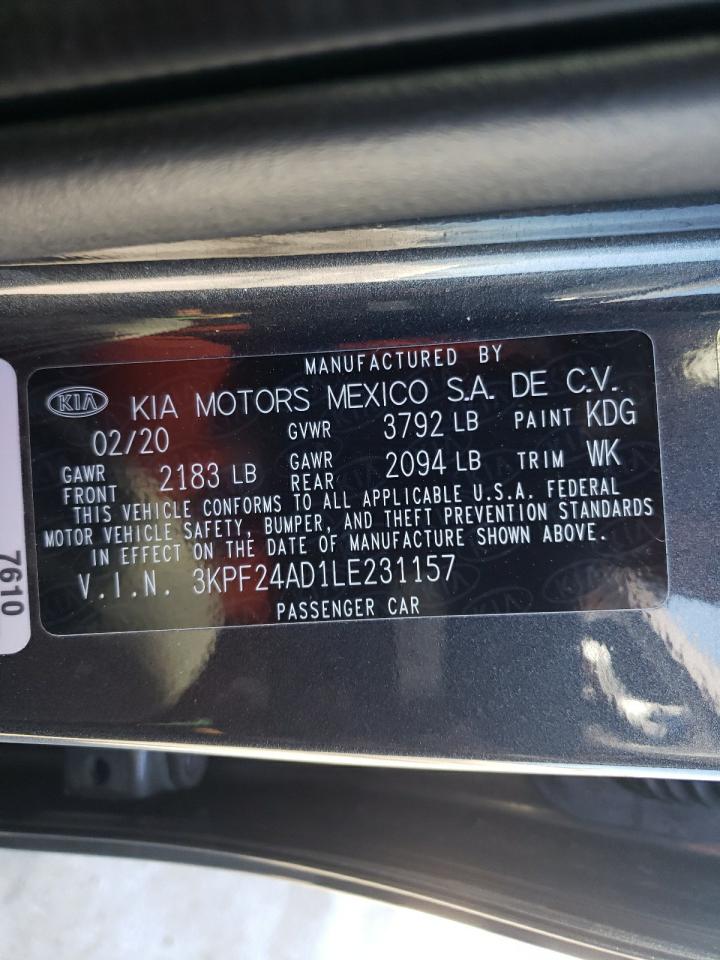 Photo 10 from auction – 2020 KIA FORTE FE with VIN 3KPF24AD1LE231157