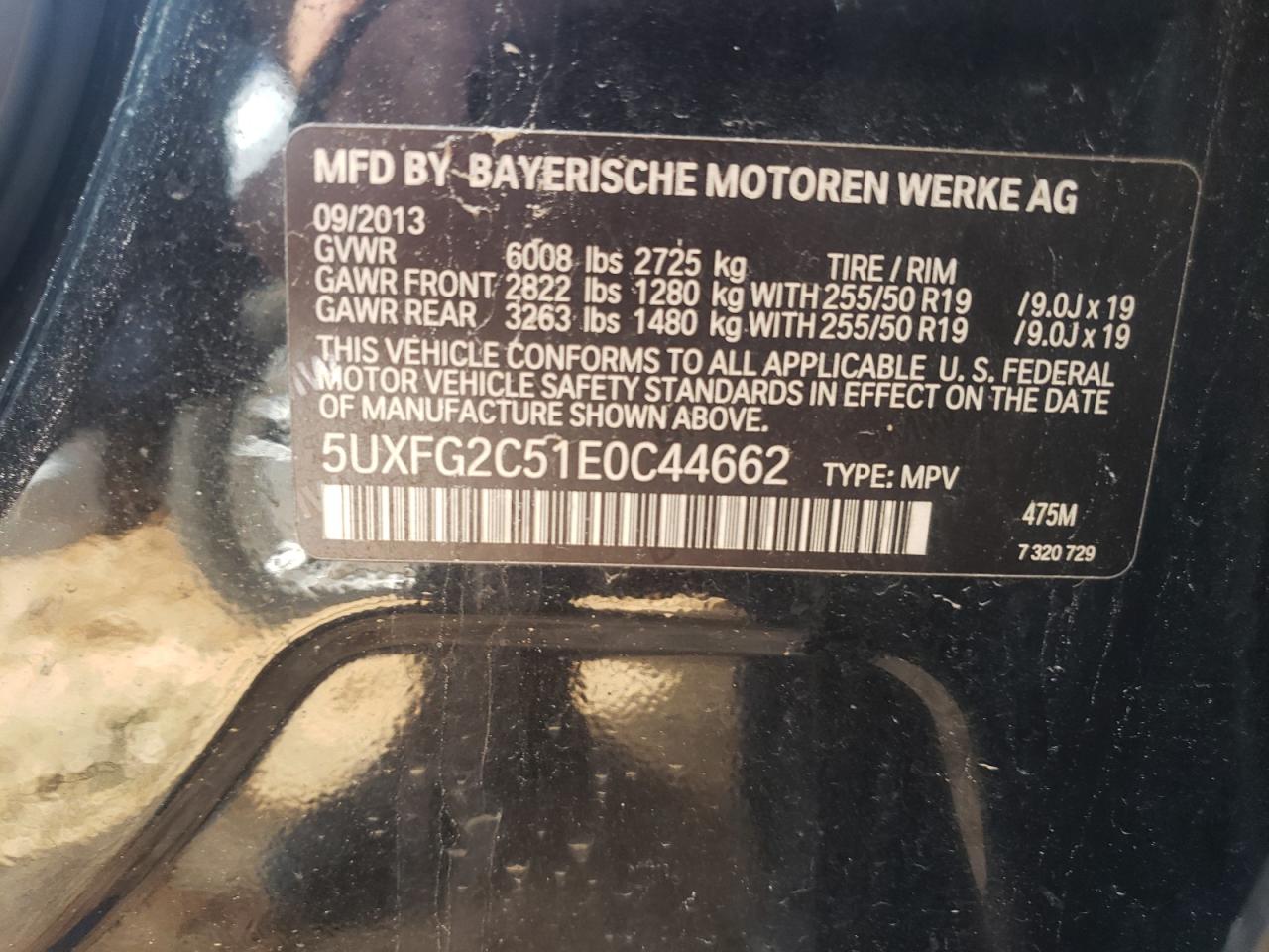 Photo 10 from auction – 2014 BMW X6 XDRIVE3 with VIN 5UXFG2C51E0C44662