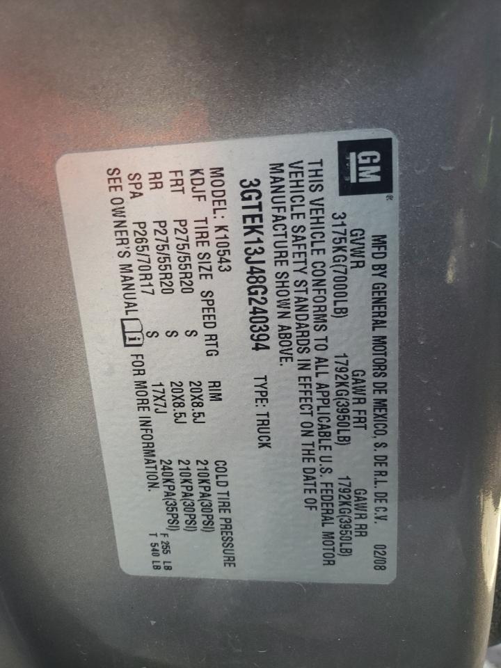 Photo 10 from auction – 2008 GMC SIERRA K15 with VIN 3GTEK13J48G240394
