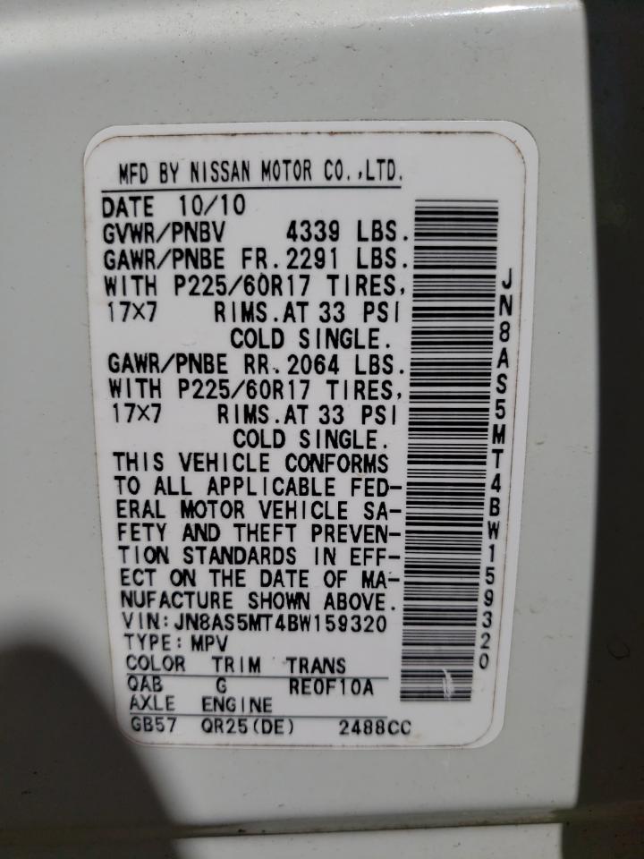 Photo 10 from auction – 2011 NISSAN ROGUE S with VIN JN8AS5MT4BW159320