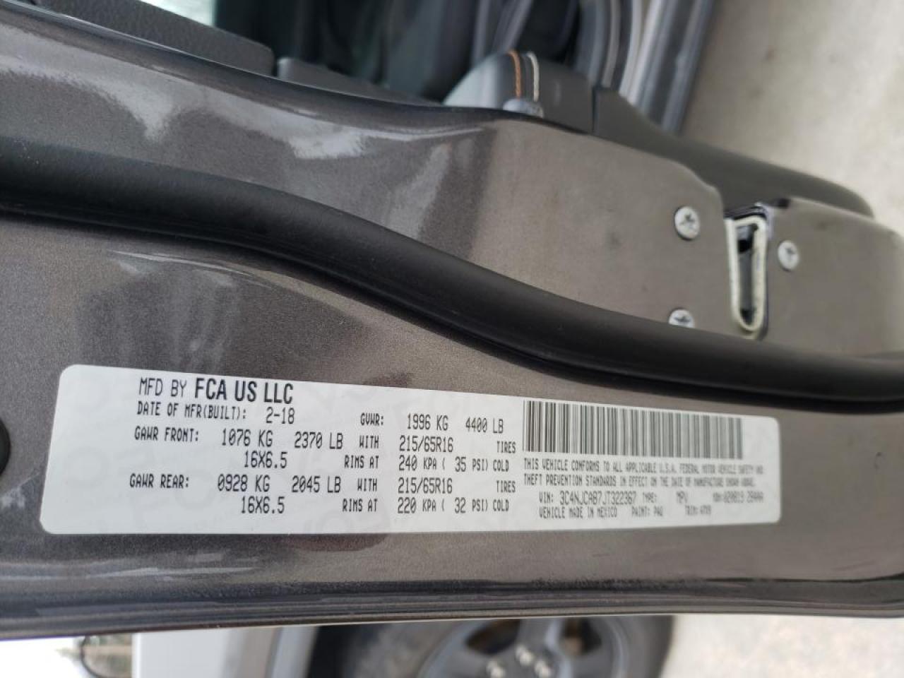 Photo 10 from auction – 2018 JEEP COMPASS SP with VIN 3C4NJCAB7JT322367