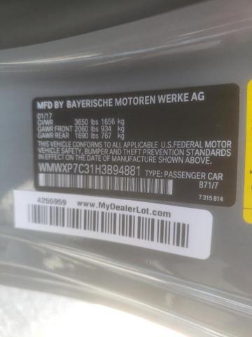 Photo 10 from auction – 2017 MINI COOPER S with VIN WMWXP7C31H3B94881