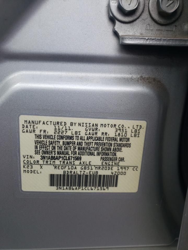 Photo 10 from auction – 2012 NISSAN SENTRA 2.0 with VIN 3N1AB6AP1CL671569