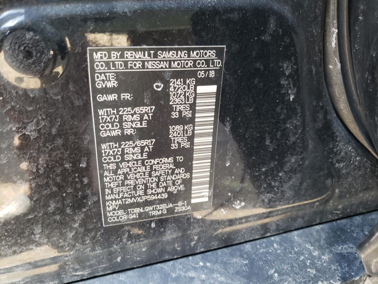 Photo 10 from auction – 2018 NISSAN ROGUE S with VIN KNMAT2MVXJP594439