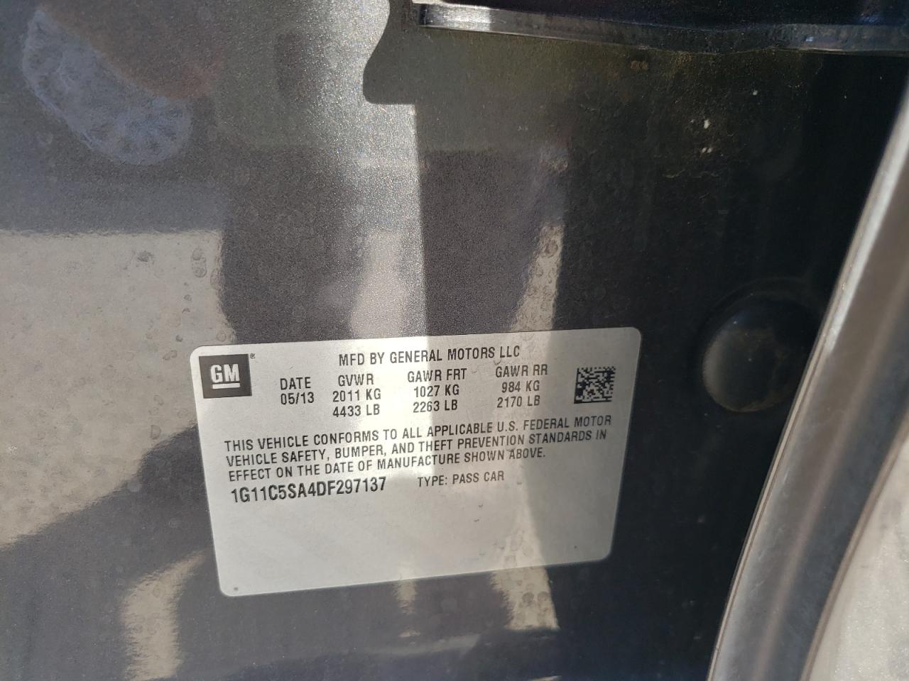Photo 10 from auction – 2013 CHEVROLET MALIBU 1LT with VIN 1G11C5SA4DF297137