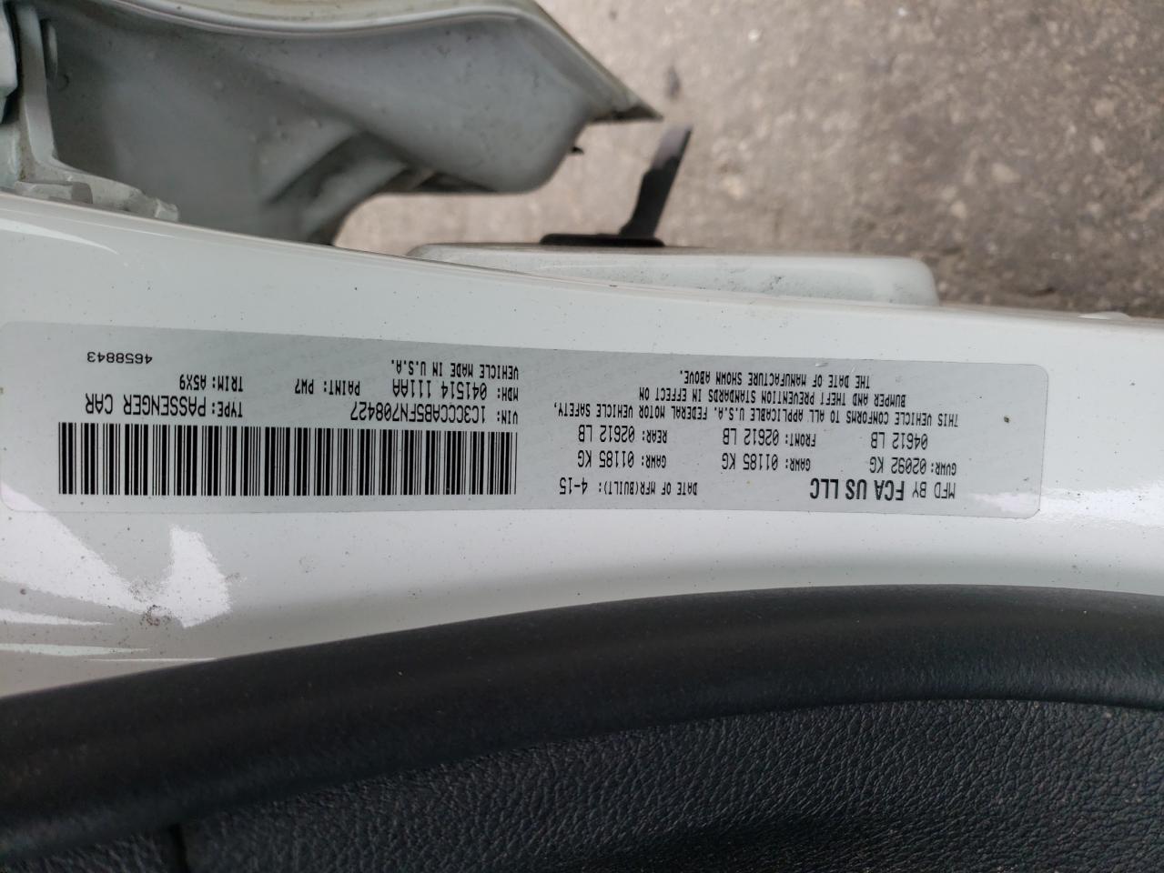 Photo 10 from auction – 2015 CHRYSLER 200 LIMITE with VIN 1C3CCCAB5FN708427