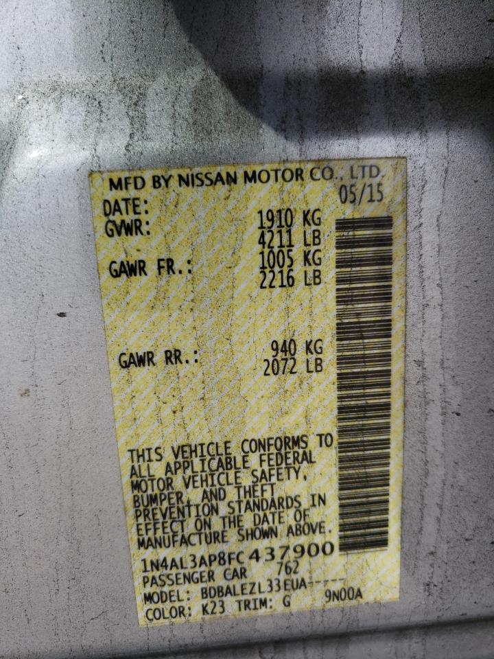 Photo 10 from auction – 2015 NISSAN ALTIMA 2.5 with VIN 1N4AL3AP8FC437900