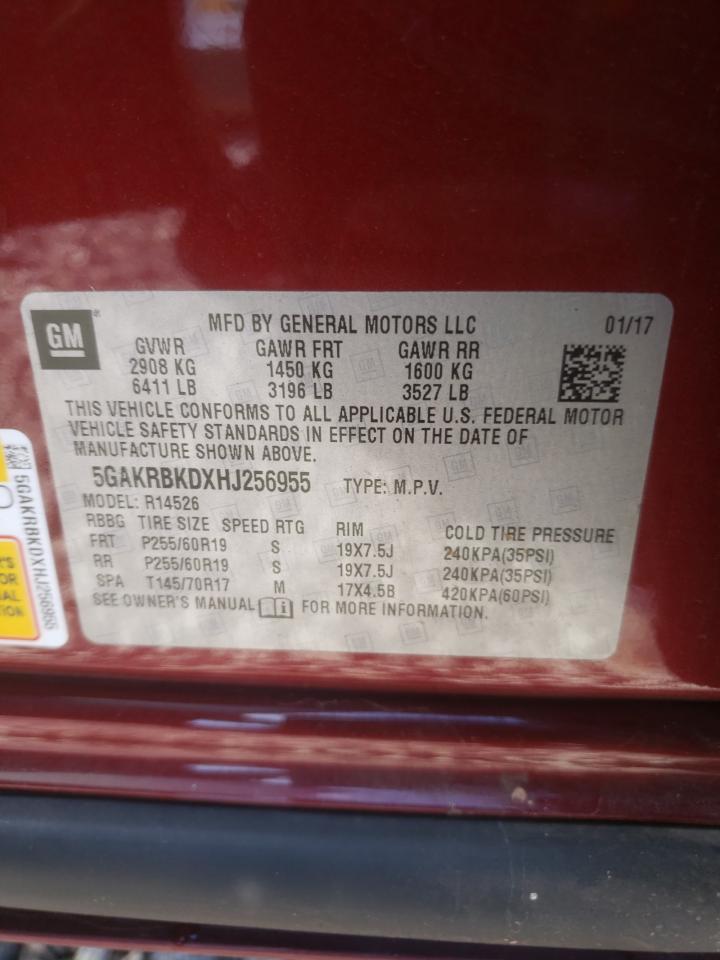 Photo 10 from auction – 2017 BUICK ENCLAVE with VIN 5GAKRBKDXHJ256955