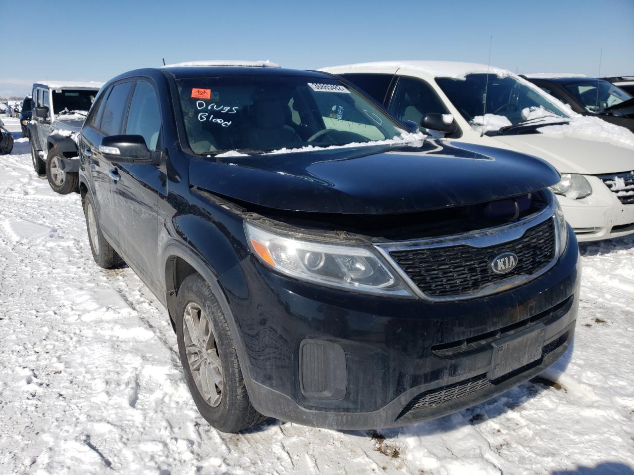 KIA SORENTO LX 2014 with VIN 5XYKTCA68EG457774 - Photo from auction