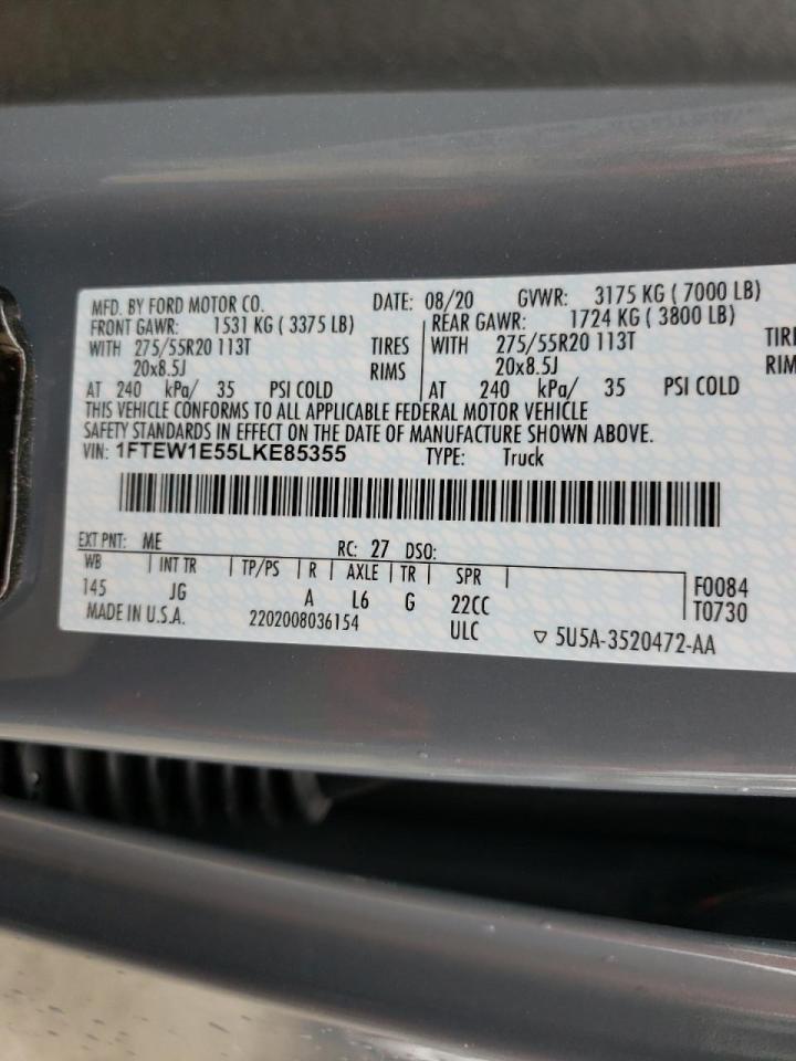 Photo 10 from auction – 2020 FORD F150 SUPER with VIN 1FTEW1E55LKE85355
