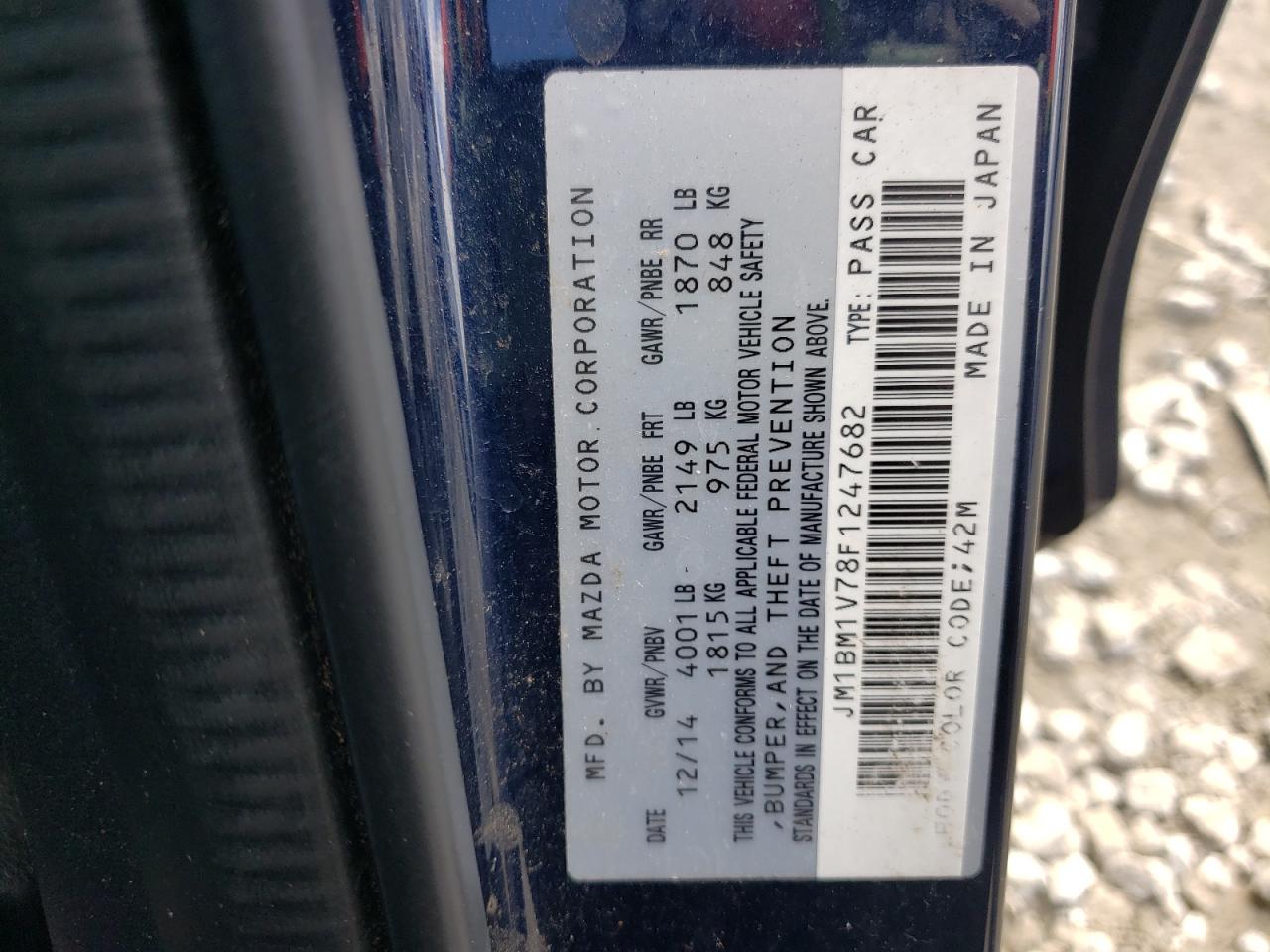 Photo 10 from auction – 2015 MAZDA 3 TOURING with VIN JM1BM1V78F1247682
