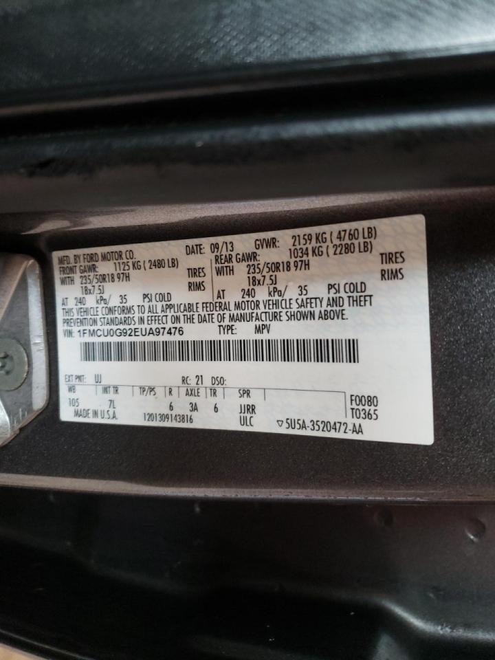 Photo 10 from auction – 2014 FORD ESCAPE SE with VIN 1FMCU0G92EUA97476