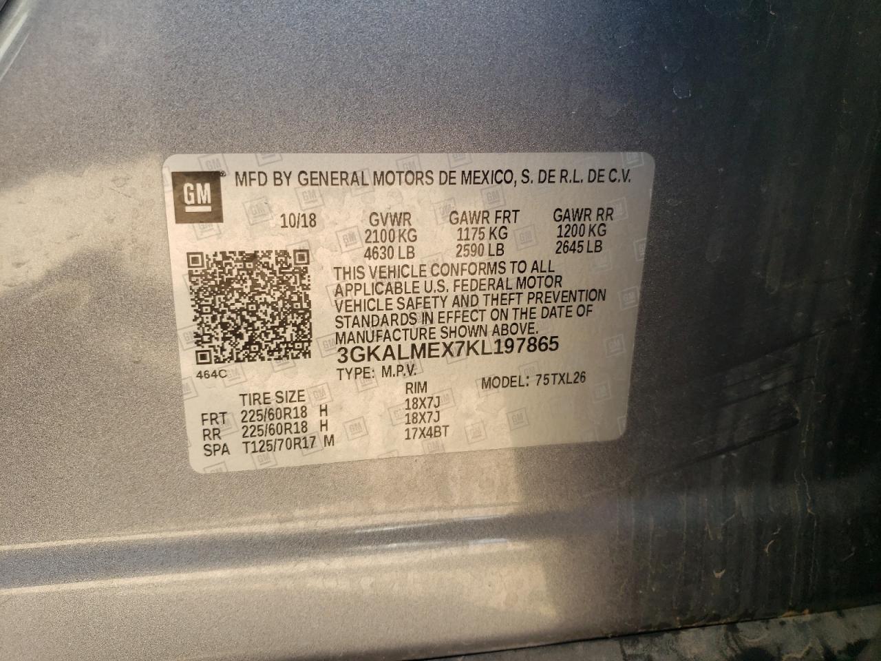 Photo 10 from auction – 2019 GMC TERRAIN SL with VIN 3GKALMEX7KL197865