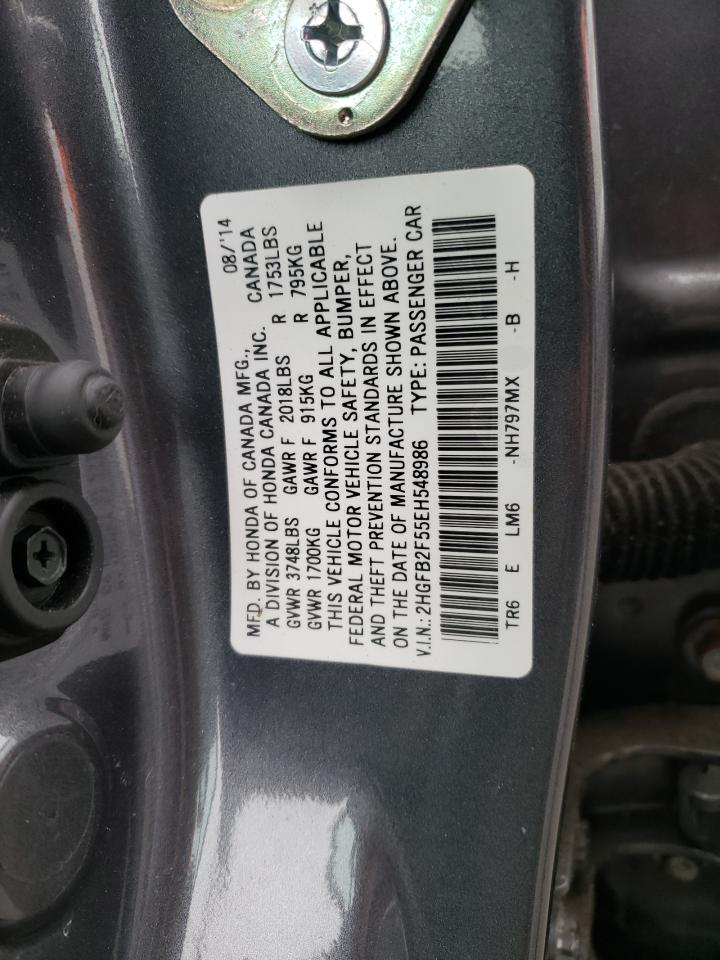 Photo 10 from auction – 2014 HONDA CIVIC LX with VIN 2HGFB2F55EH548986