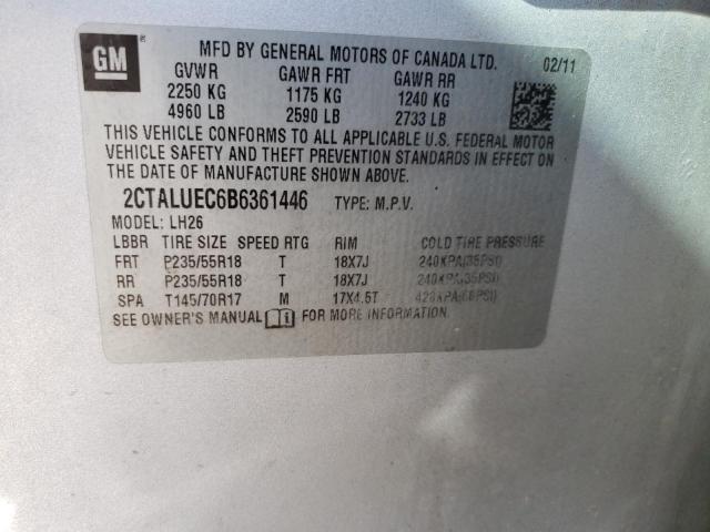 Фото 10 с аукциона – 2011 GMC TERRAIN SL с VIN 2CTALUEC6B6361446