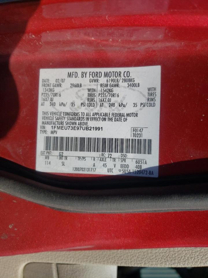Photo 10 from auction – 2007 FORD EXPLORER X with VIN 1FMEU73E97UB21991