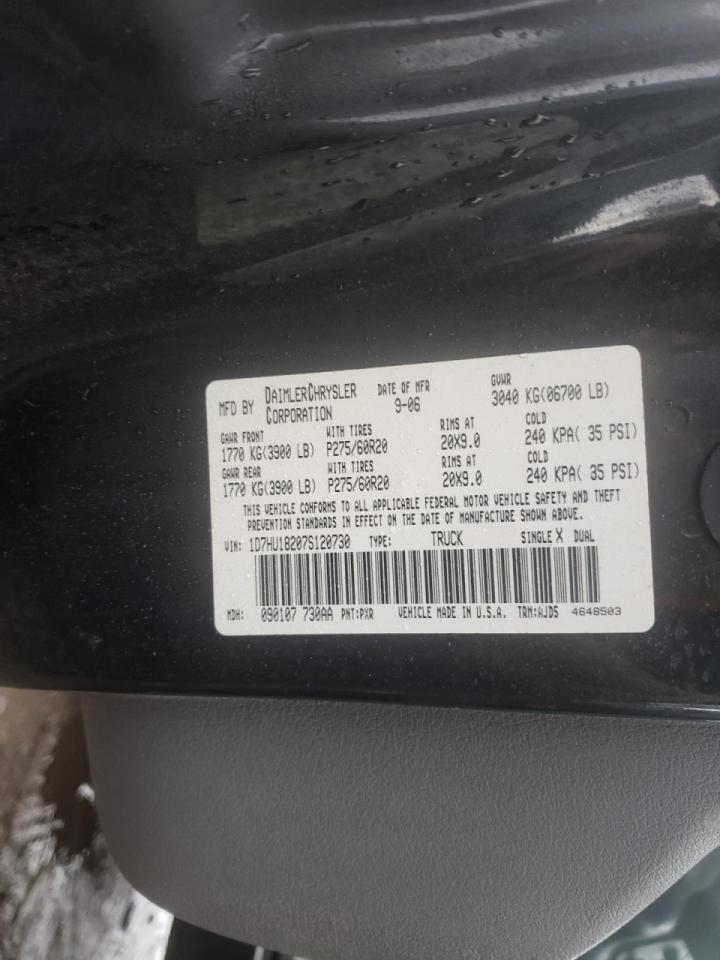 Photo 10 from auction – 2007 DODGE RAM 1500 S with VIN 1D7HU18207S120730