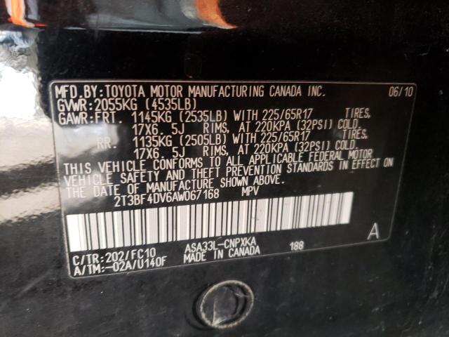 Photo 10 from auction – 2010 TOYOTA RAV4 with VIN 2T3BF4DV6AW067168