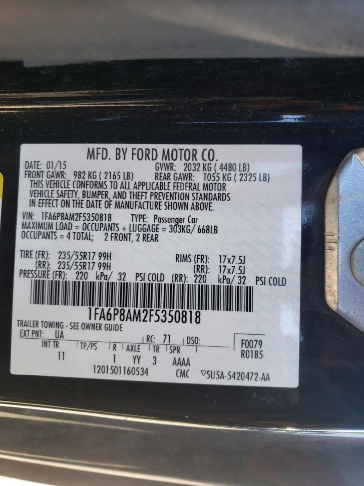 Photo 10 from auction – 2015 FORD MUSTANG with VIN 1FA6P8AM2F5350818