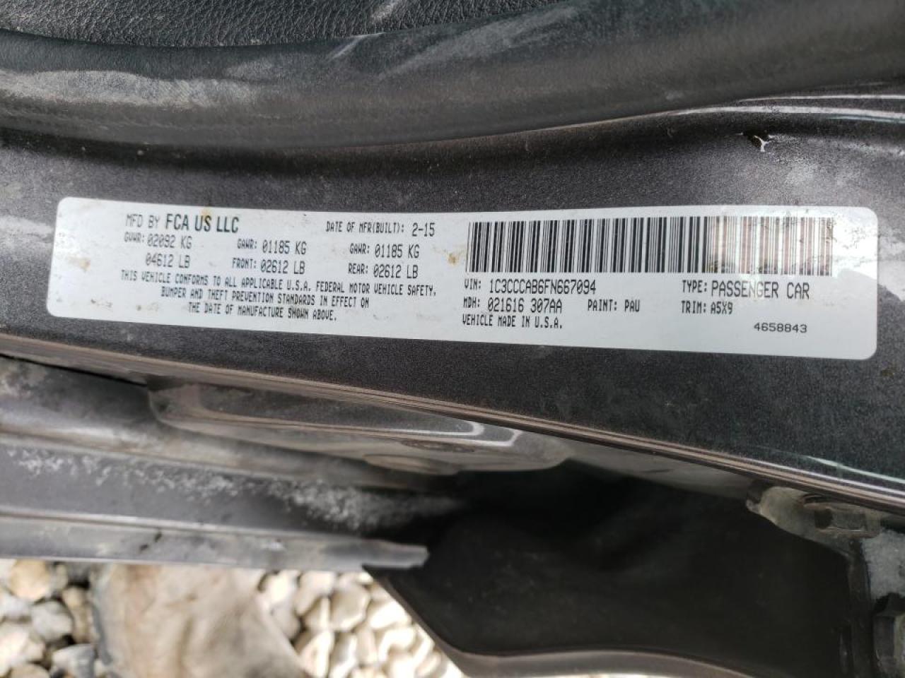 Photo 10 from auction – 2015 CHRYSLER 200 LIMITE with VIN 1C3CCCAB6FN667094