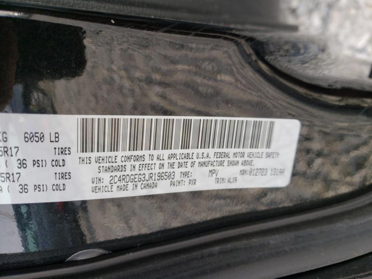 Photo 10 from auction – 2018 DODGE GRAND CARA with VIN 2C4RDGEG3JR196503