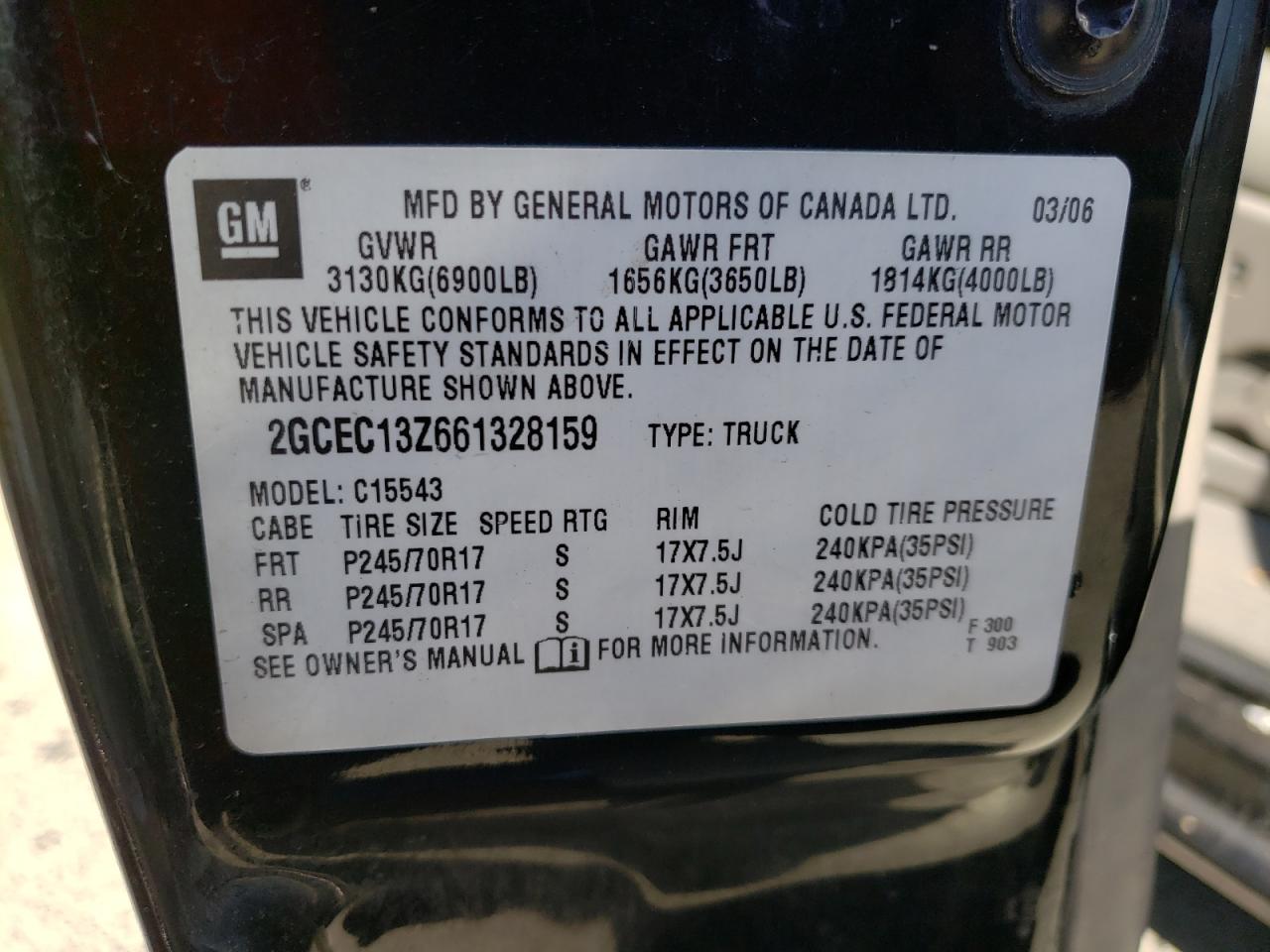 Photo 10 from auction – 2006 CHEVROLET SILVERADO with VIN 2GCEC13Z661328159