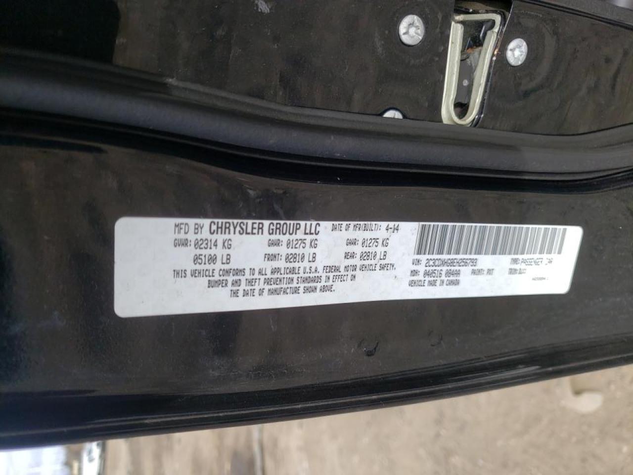 Photo 10 from auction – 2014 DODGE CHARGER SX with VIN 2C3CDXHG8EH256793