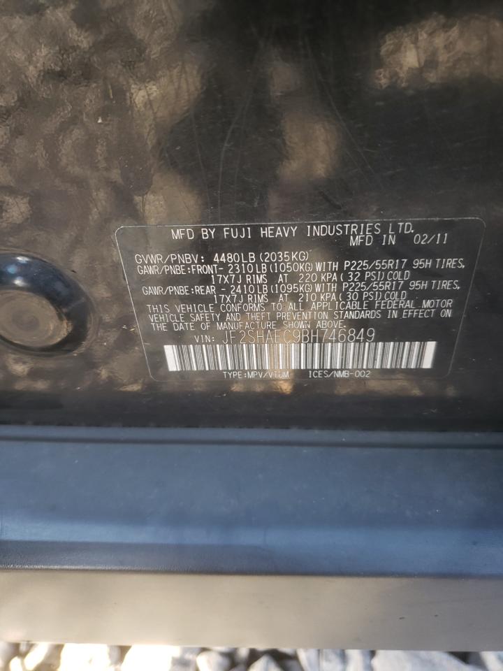Photo 10 from auction – 2011 SUBARU FORESTER L with VIN JF2SHAEC9BH746849