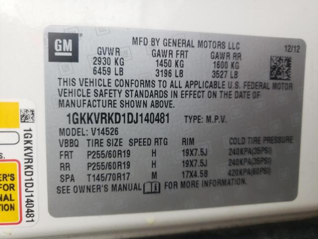 Photo 10 from auction – 2013 GMC ACADIA SLT with VIN 1GKKVRKD1DJ140481