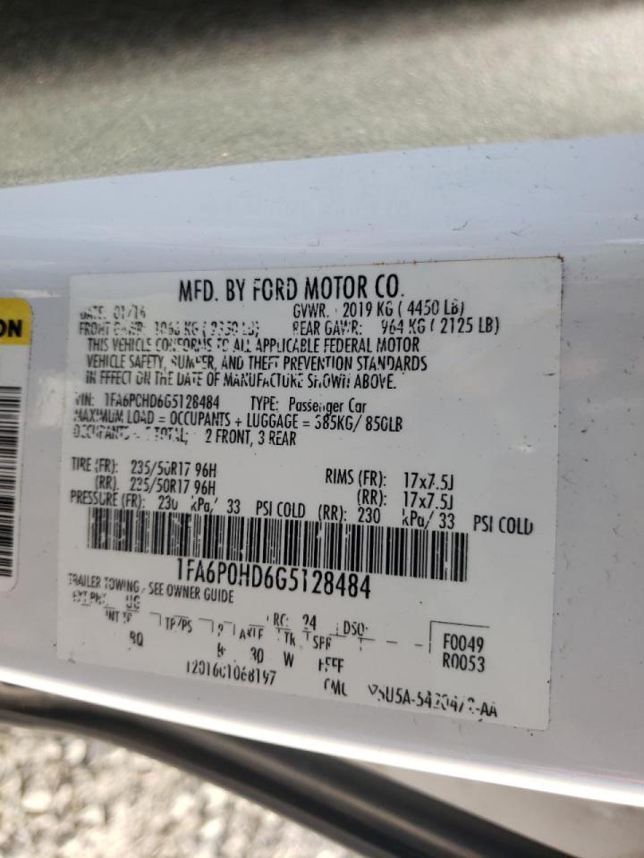 Photo 10 from auction – 2016 FORD FUSION SE with VIN 1FA6P0HD6G5128484