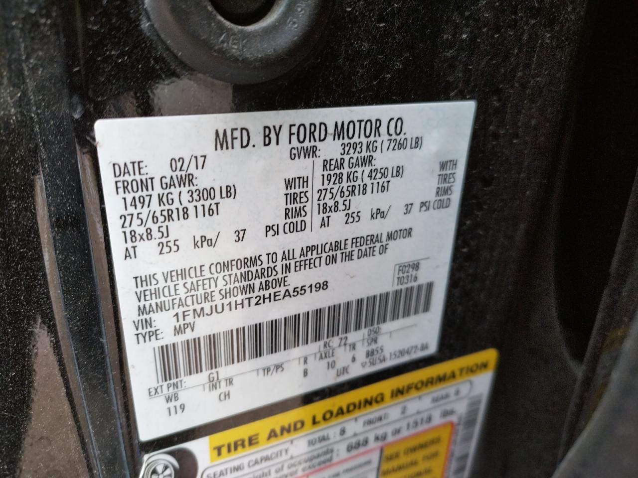 Photo 10 from auction – 2017 FORD EXPEDITION with VIN 1FMJU1HT2HEA55198