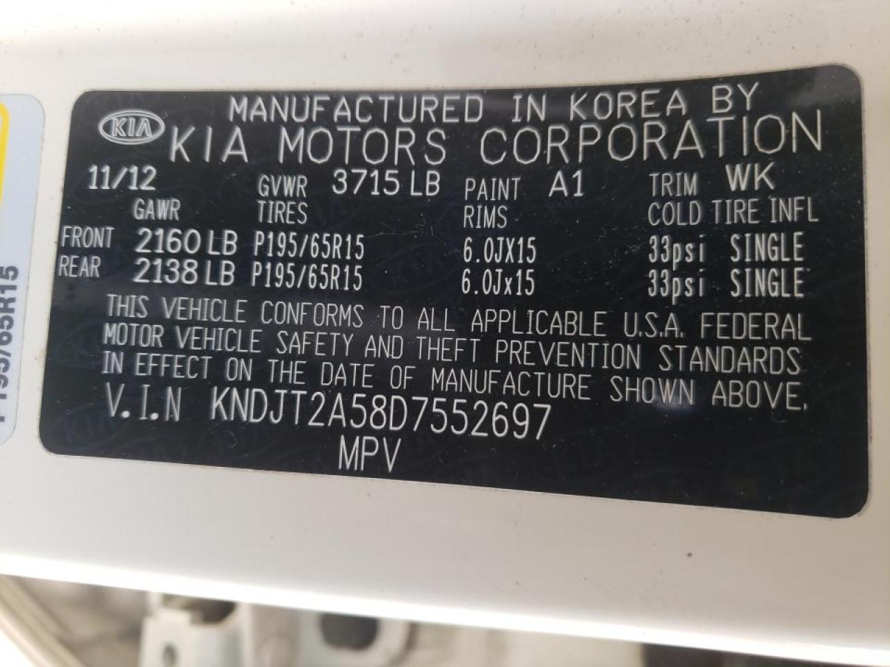 Photo 10 from auction – 2013 KIA SOUL with VIN KNDJT2A58D7552697