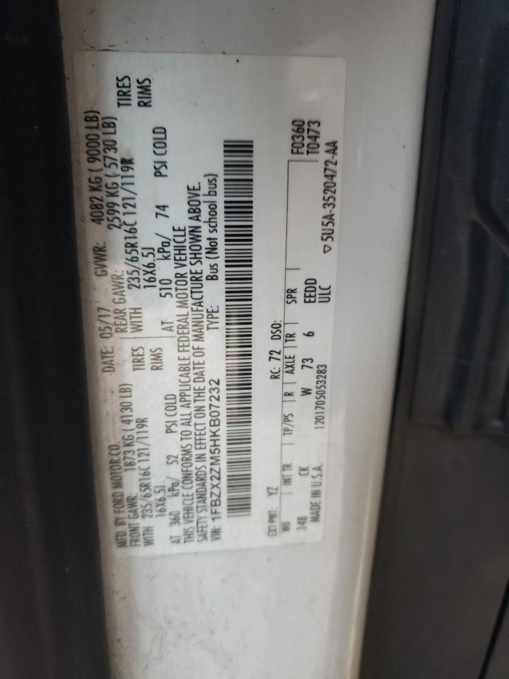 Photo 10 from auction – 2017 FORD TRANSIT T- with VIN 1FBZX2ZM5HKB07232