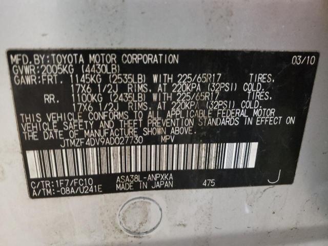 Photo 10 from auction – 2010 TOYOTA RAV4 with VIN JTMZF4DV9AD027730