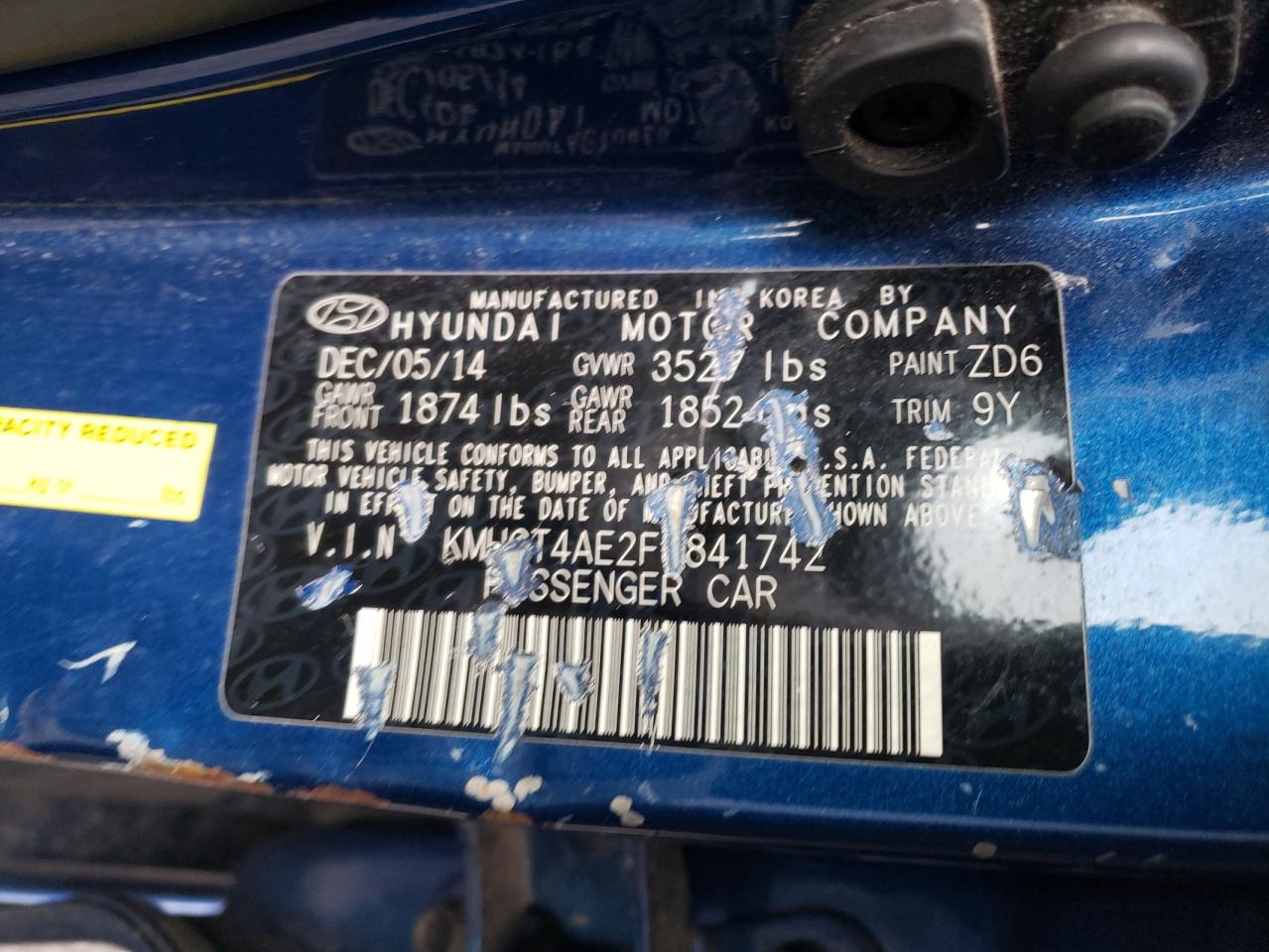 Photo 10 from auction – 2015 HYUNDAI ACCENT GLS with VIN KMHCT4AE2FU841742