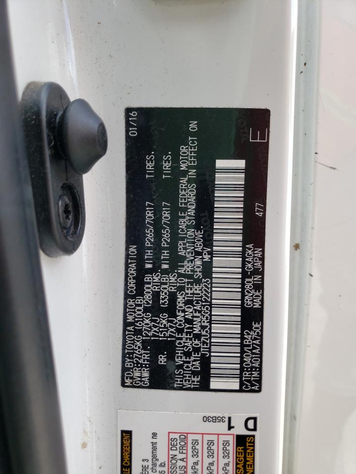 Photo 10 from auction – 2016 TOYOTA 4RUNNER SR with VIN JTEZU5JR5G5122223