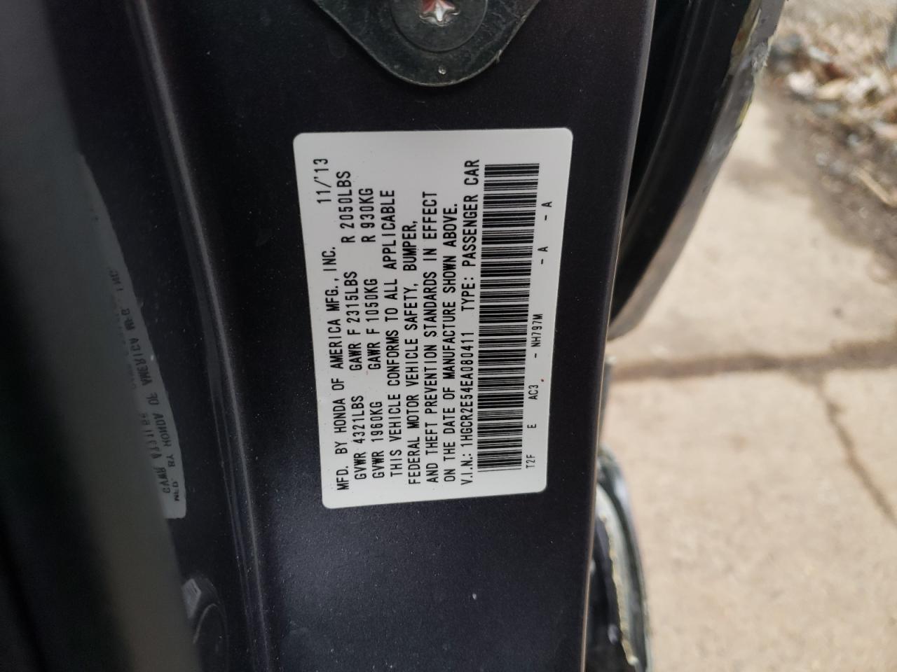 Photo 10 from auction – 2014 HONDA ACCORD SPO with VIN 1HGCR2E54EA080411