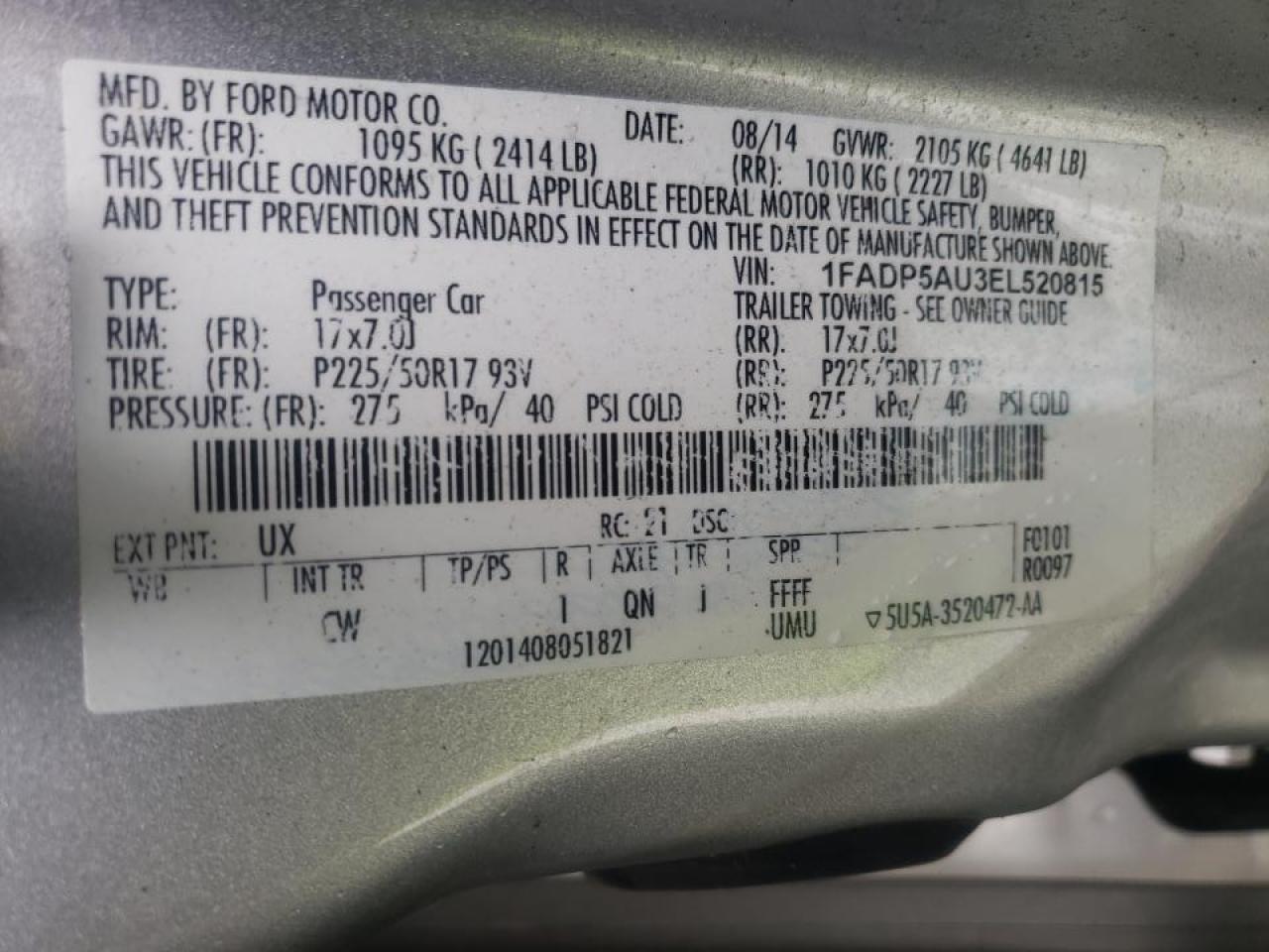 Photo 10 from auction – 2014 FORD C-MAX SE with VIN 1FADP5AU3EL520815